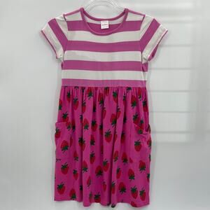 HANNA ANDERSSON Cotton Dress Girls Size 10 Strawberry Short Sleeve Summer